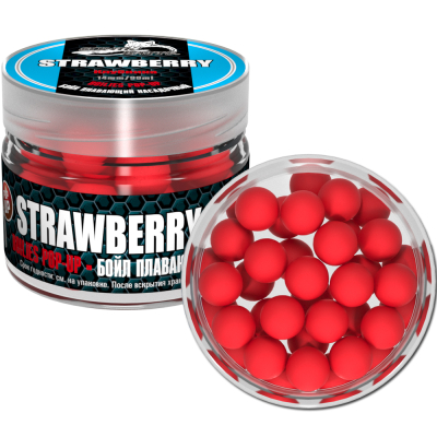 Бойлы насадочные плавающие Sonik Baits Pop-ups 14мм 90мл STRAWBERRY Fluo