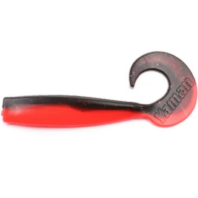 Силиконовая приманка Yaman Lazy Tail Shad 7" цвет #33 - Black Red Flake/Red (уп. 3 шт.)