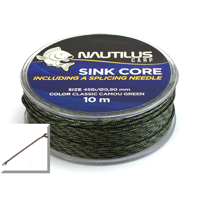 Лидкор Nautilus Sink Core Camo Green 45lb 10м + needle