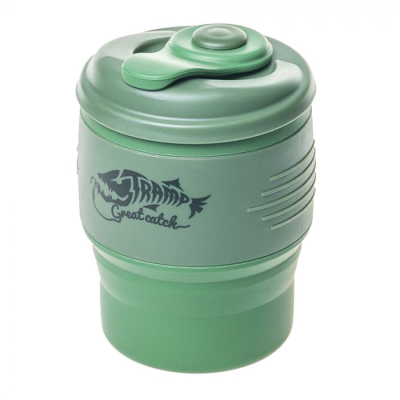 Кружка силиконовая складная с крышкой Tramp оливковый/зеленый, 350мл