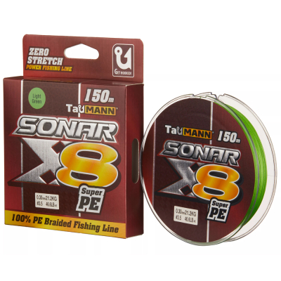 Леска плетёная TauMANN Sonar PE X8 150m Light Green #1.2 (0.18mm)