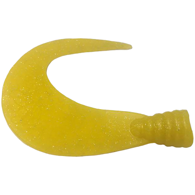 Хвост твистерный Strike Pro Big Sickle Tail Большой серп 12см (развернутый 16см) 20гр. цвет желтый с блестками 2шт