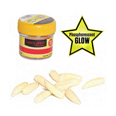 Насадки искусст. съедоб. Lucky John Pro Series Maggot опарыш светонакоп. 14мм 25шт.