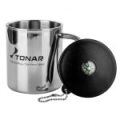 Термокружка 350ML с пластиковой крышкой+карабин Tonar T.TK-038-350