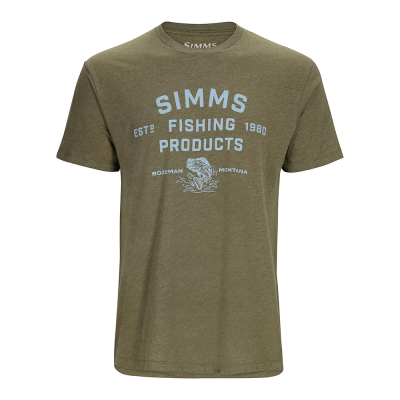 Футболка Simms Stacked Logo Bass T-Shirt, Military Heather, M