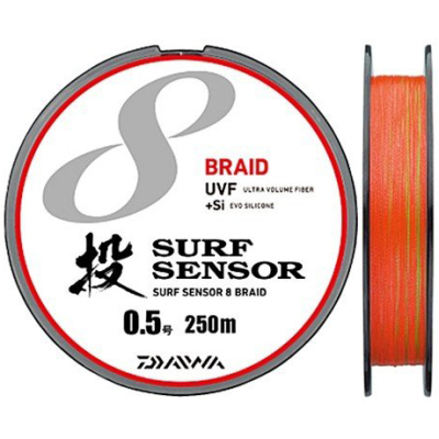 Леска плетеная Daiwa UVF Surf Sensor X8 250m #0.4 3.7kg.