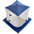 Палатка зимняя куб "Следопыт" 1,8 х1,8 м, Oxford 210D PU 1000, S по полу 3,2 кв.м, цв. синий/белый с принт (PF-TW-31)