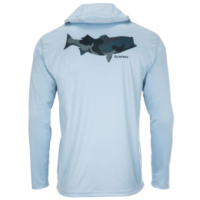 Термофутболка Simms Tech Hoody - Artist Series, Striper Woodland Camo Storm/Sterling Blue, M