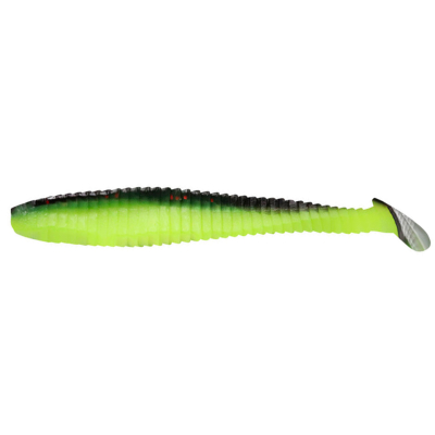 Силиконовая приманка Yaman Pro Flatter Shad 5" цвет #32 - Black Red Flake/Chartreuse (уп. 4 шт.)