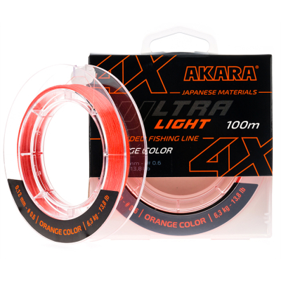 Шнур Akara Ultra Light Orange 100 м 0,08