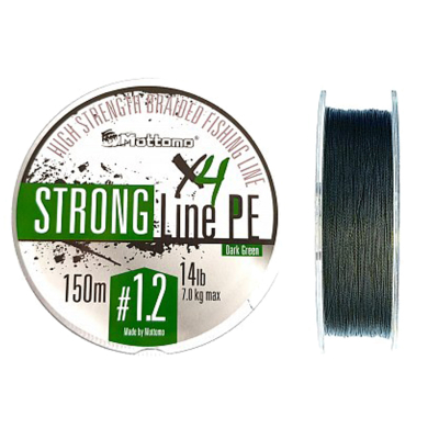 Плетеный шнур Mottomo Strong Line PE Dark Green 150m #1.2/7kg