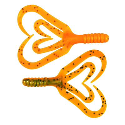 Силиконовая приманка Helios Credo Four Tail 2,35"/6 см Pepper Green & Orange 10шт. (HS-20-018)