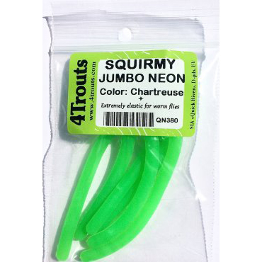 Сверхподвижные неоновые червячки Squirmy Jumbo Neon (4Trouts), Шартрез, D=5mm