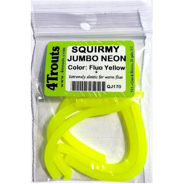 Сверхподвижные неоновые червячки Squirmy Jumbo Neon (4Trouts), Флуо Желтый D=5mm