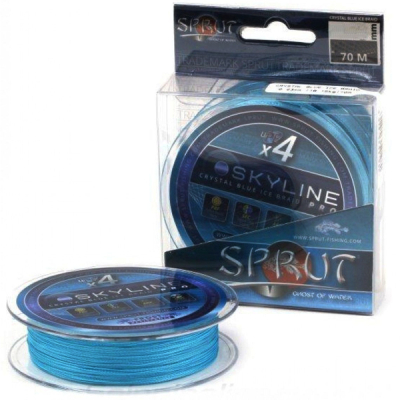 Шнур зимний Sprut Skyline Ice Braid PRO x4 (Crystal Blue/0,08mm/7,45kg/70m)