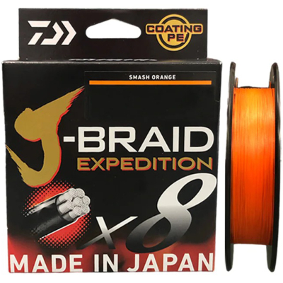 Леска плетёная Daiwa J-Braid Expedition × 8E 150m Smash Orange 0.10mm