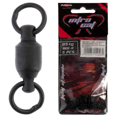 Вертлюг с подшипником Mikado Intro Cat матово-чёрный №6 (р.н. до 85кг./упак.=5шт.) (AMA-C4001-6)