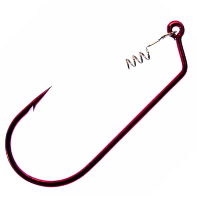 Крючок офсетный Daiichi Copperhead с пружинкой, цвет Red, 3 шт. в уп. №7/0