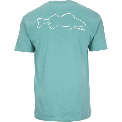Футболка Simms Walleye Outline T-Shirt, Oil Blue Heather, XXL