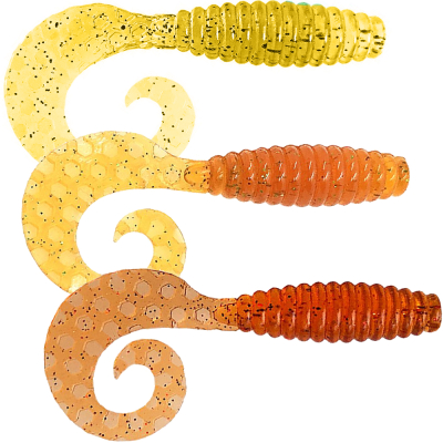 Силиконовая приманка МикроDжиг Curly Grab 2.0" 50мм цвет Желтый Прозрачный+Мёд+Янтарь