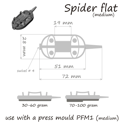 Кормушка ORANGE Spider Flat Method с вертлюгом № 4, 40 гр., в уп. 1 шт.