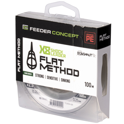 Шок-лидер плетёный Feeder Concept Flat Method х8 Shock Leader Dark Green 100/025