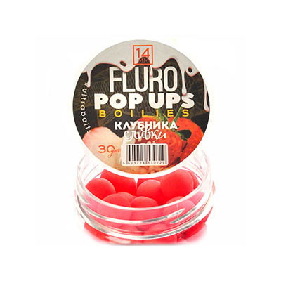 Бойлы плавающие Ultrabaits Fluro Pop Ups (Клубника-Сливки) 14мм