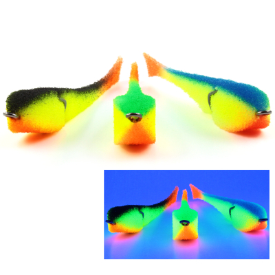 Мормыш Набор Классических Поролоновых рыбок с поджатым двойником №2 (цв. 08,10,11), длина 10 см, 3 шт/упак