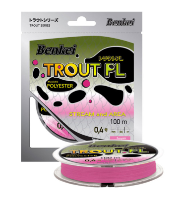 Леска полиэстер Benkei Trout PL 100m розовый fluo #04 (0,104mm), 0,91kg