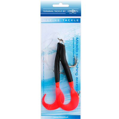Система поводков на треску Mikado Pilk D-Twist Rig (2 x 14cm, крючки №8/0) чёрно-красный (LS-A075-14-04)
