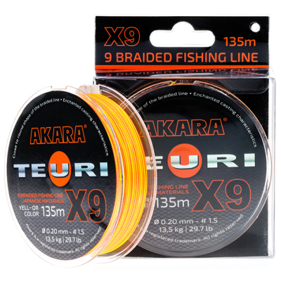 Шнур Akara Teuri X-9 Yellow-Orange 135 м 0,10