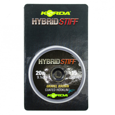 Плетеный шоклидер Korda Hybrid Stiff Gravel brown 20lb - 15м KHY6