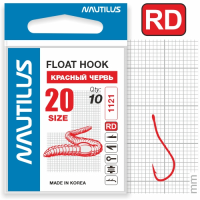 Крючок Nautilus Float Красный червь 1121R №20
