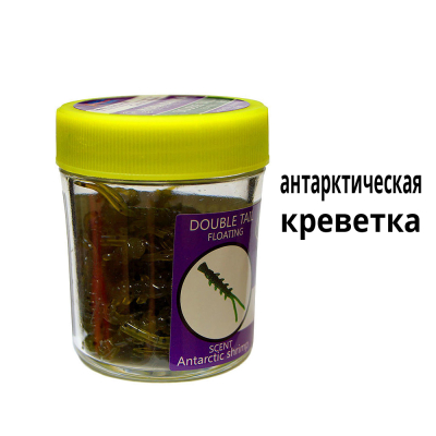 Силиконовая приманка Kosadaka Двухвостка плав. запах Антарктич. креветки (банка 9г), цв. зеленый SDTF-9