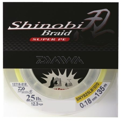 Леска плетеная Daiwa Shinobi Braid Yellow 135м 0,20мм (флуор.-желтая)