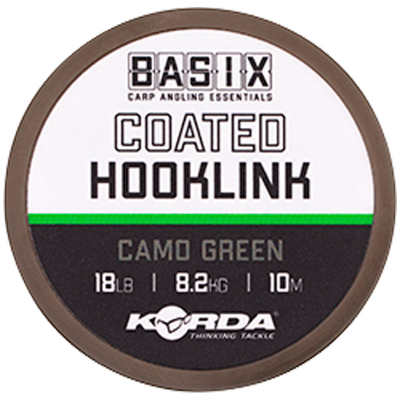 Поводковый материал Korda Basix Coated Hooklink 18lb 10м Camo green