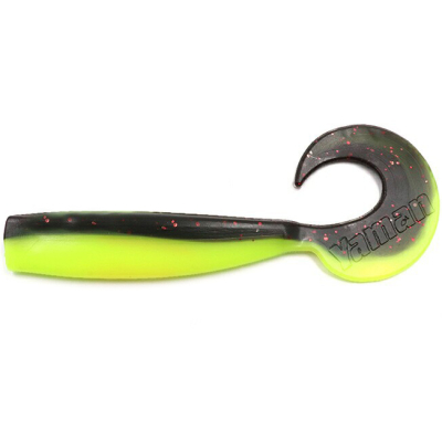 Силиконовая приманка Yaman Lazy Tail Shad 5" цвет #32 - Black Red Flake/Chartreuse (уп. 4 шт.)