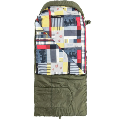 Спальный мешок Helios Olympus Wide 300 (220х90, холлофайбер, зеленый/город) (T-HS-SB-OW-300-NC)
