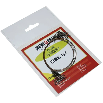 Поводок Smart Baits Стэлс 1х7, 9кг, 25 см, 10шт