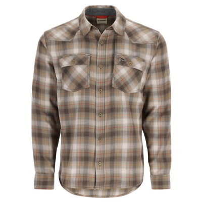 Рубашка Simms Santee Flannel LS Shirt, Black/Br.Blue Pane Ombre, L