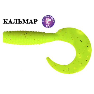 Силиконовая приманка Crazy Fish Angry Spin 4" 83-100-6-6 кальмар цв. chartreuse (шартрез)