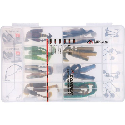 Набор силиконовых приманок Mikado Zander Soft Lure Kit на судака в коробке бол. (CS-BOX-04)