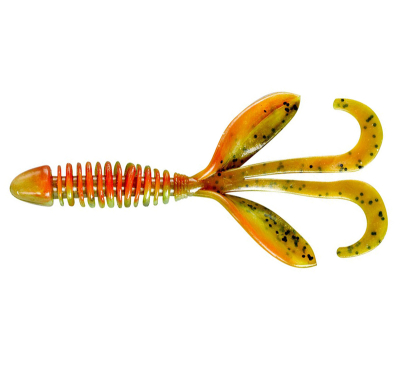 Силиконовая приманка YUM F2 Wooly Hawgtail 4.5" цв. Dark Grasshopper