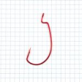 Крючок офсетный Koi Super Lock Worm, размер 2/0 (INT), цвет RED (10 шт.)