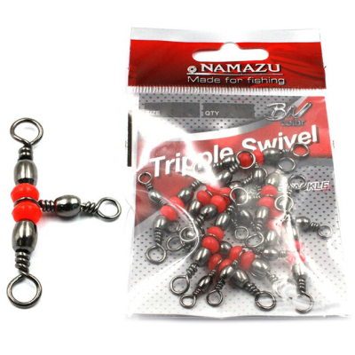 Вертлюг тройной Namazu Tripple Swivel, латунь, цв. BN, р. 3 х 5, test-32 кг (уп.10 шт)