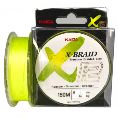 Шнур плетенный круглый Kaida X-Braid X12 (X12PE - 0,14 - 10,0 кг)