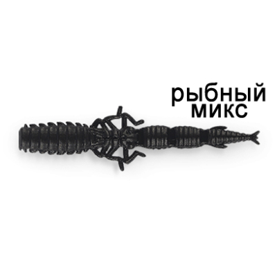 Силиконовая приманка Ojas DragonFry 52, Black Widow, 16шт/банка, аромат Рыбный микс