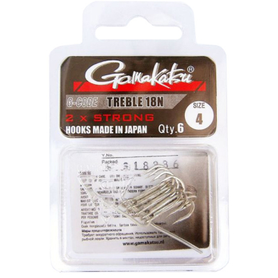 Крючок Gamakatsu Treble 18N №2 (6шт.)