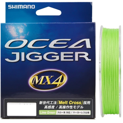 Шнур PE Shimano PL-O94P Ocea Jigger MX4 600m Lime Green 1.5 (11.3kg)