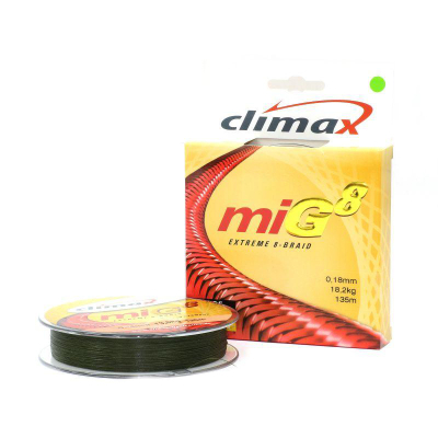 Плетёный шнур Climax miG8 Extreme Braid 135м 0.12мм 9.5кг/20lb (тёмно-оливковый)